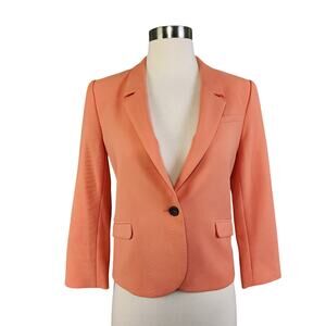 Elizabeth and James Blazer Size‎ 2 Orange Single Button Contemporary Career Work